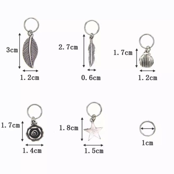 Hair Charms Silver Rings Set Of 10 New In Package - Picture 5 of 6